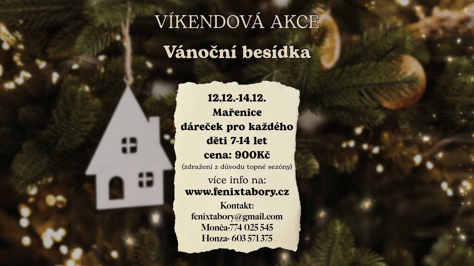 Víkendová akce Vánoční besídka - obrázek 1